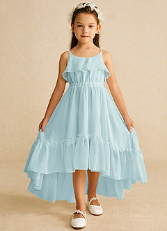 Azazie Karmen Flower Girl Dresses Mist A-Line Ruched Chiffon Dress image1