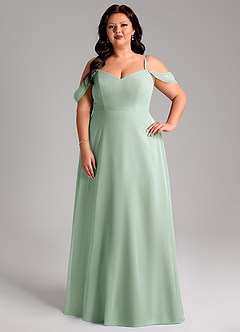 Azazie Marley Bridesmaid Dresses Agave A-Line Off the Shoulder Chiffon Convertible Dress image11