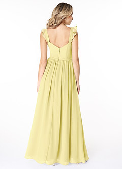 Azazie Stassie Bridesmaid Dresses Lemon Sorbet A-Line Sweetheart Ruched Chiffon Dress image2