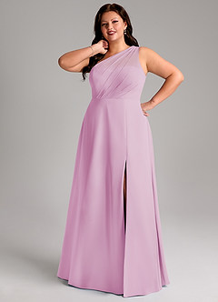 Azazie Phaedra Abiti da Damigella Abito A-Line in Chiffon Monospalla Rosa Confetto image15