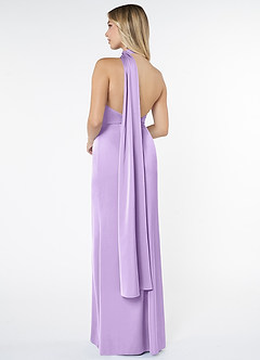 Azazie Kaylani Final Sale Lilac Mermaid High Neck Stretch Satin Dress image2