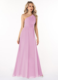 Azazie Dallas Abiti da Damigella Abito A-Line in Chiffon Monospalla Rosa Confetto image3