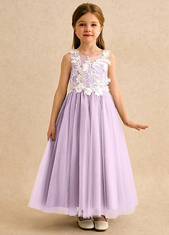 Azazie Mixie Flower Girl Dresses Frosted Lilac Ball-Gown Lace Dress image5
