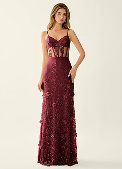 Risqunma Pink 3D Flowers Sequin Embroidery Beading Tulle Prom Dress image3