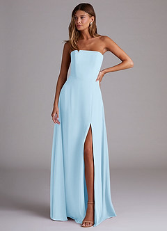 Azazie Wren Bridesmaid Dresses Sky Blue A-Line Side Slit Chiffon Convertible Dress image1