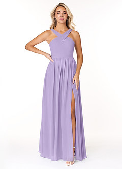 Azazie Elvira Brautjungfernkleider A-Linie Plissee Chiffon Kleid Flieder image1