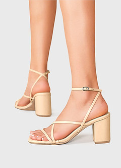 front Brief Cross Ankle Strap Heels