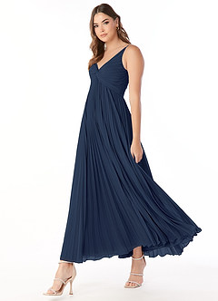 Azazie Raychelle Bridesmaid Dresses Dark Navy A-Line V-Neck Chiffon Dress image3