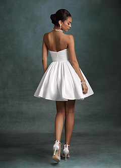 Azazie Daivey Vestidos de novia Vestido Diamante Blanco de Satin Mate de Corte Princesa con Palabra de honor image7