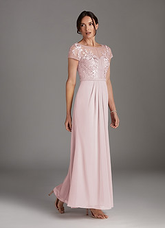 Azazie Silvia Mother of the Bride Dresses Blushing Pink A-Line Lace Chiffon Dress image2