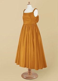 Azazie Cutie Pie Blumenmädchenkleider A-Linie Plissee Matte Satin Kleid Butterscotch image9