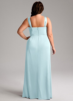 Azazie Denice Abiti da Damigella Abito Tubino in Raso Elasticizzato Plissettato Nuvola Blu image11