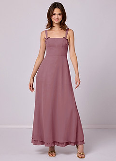 Barbie ♥ Azazie Final Sale Vintage Mauve A-Line Pleated Chiffon Dress image3