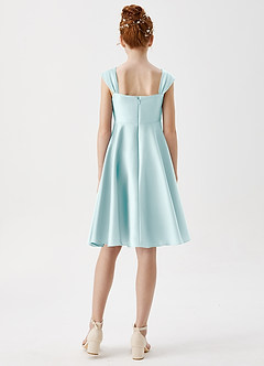 Azazie Amira Junior Sea Glass A-Line Pleated Stretch Satin Dress image2