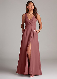 Azazie Nelly Bridesmaid Dresses Amethyst A-Line Pleated Chiffon Dress image2