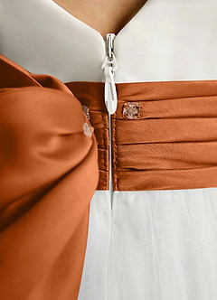 Azazie Sosie vestidos de niña de las flores Vestido de Marfil Cobre de Tul de Corte en A con Plisado image5