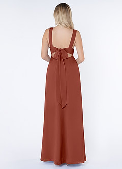 Azazie Christiana Bridesmaid Dresses Auburn A-Line V-Neck Pleated Chiffon Dress image2
