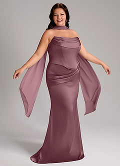 Azazie Sorrel Bridesmaid Dresses Amethyst Mermaid Strapless Stretch Satin Convertible Dress image9