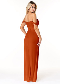 Azazie Tessa Brautjungfernkleider Wandelbar Etui Schulterfreier Schatz Gittergewebe Kleid Paprika image5