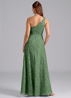 Azazie Brooke Bridesmaid Dresses Eucalyptus A-Line One Shoulder Floral Burnout Dress image2