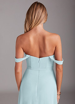 Azazie Aaron Bridesmaid Dresses Mist A-Line Off the Shoulder Chiffon Convertible Dress image8