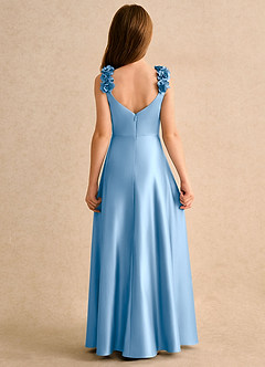 Azazie Rosita Girls Formal 플라워 걸 드레스 에이라인 플리츠 매트 새틴 플로어 기장 드레스 image4