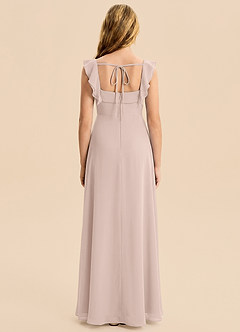 Azazie Nori Junior A-Linie Gestreift Chiffon Kleid Englisches Rosa image2