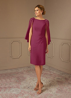 Azazie Carmela Mother of the Bride Dresses Mulberry Sheath Lace Chiffon Dress image2