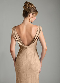 Azazie Kieryn Bridesmaid Dresses Champagne Mermaid Pleated Floral Burnout Dress image2