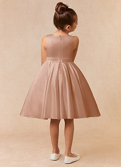 Azazie Coco Flower Girl Dresses Champagne Rose A-Line Bow Matte Satin Dress image4