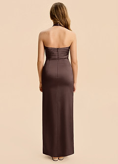 Azazie Jemma Junior Ganache Sheath Ruched Stretch Satin Dress image2