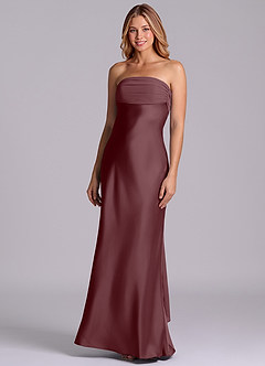 Azazie Ailanie Brudtärnklänningar Klä av Tubklänning i Stretch Satin Axelbandslös Sangria image1