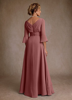 Azazie Eire vestidos de madre de la novia Vestido de Rosa Del Desierto de Gasa de Corte en A con Plisado image2