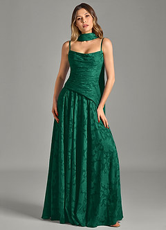 Azazie Gabriela Bridesmaid Dresses Emerald A-Line Strapless Floral Burnout Dress image6
