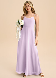 Azazie Shale Junior Frosted Lilac A-Line Bow Chiffon Dress image5