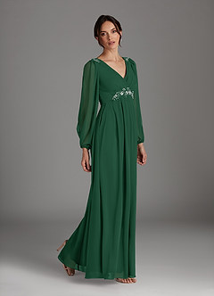 Azazie Gypsy Mother of the Bride Dresses Dark Green A-Line V-Neck Sequins Chiffon Dress image4