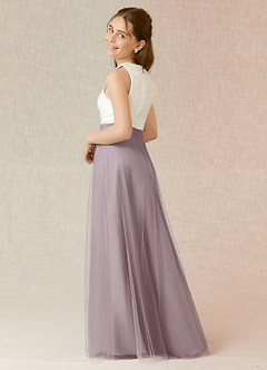 Azazie Albertine Junior A-Linie Spitze Chiffon Kleid Dämmerung image2