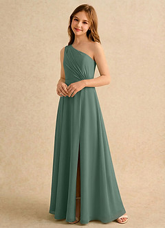 Azazie Puddles Girls Formal Flower Girl Klänningar Klä A-Line i Chiffong Ena axeln image4