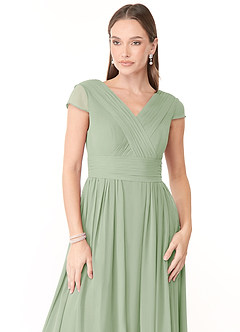 Azazie Organa Bridesmaid Dresses Dusty Sage A-Line Pleated Chiffon Dress image5