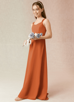 Azazie Denice Junior Cinnamon A-Line Chiffon Dress image5