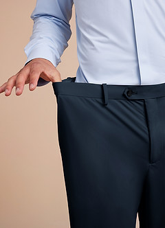 front Vincent Bleu Marine Pantalon habillé structuré et extensible