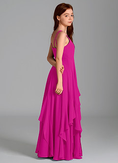Azazie Karan Junior Abito A-Line in Chiffon Fucsia image6