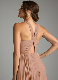 Azazie Afra Abiti da Damigella Abito A-Line in Chiffon Plissettato Champagne Rosa image6