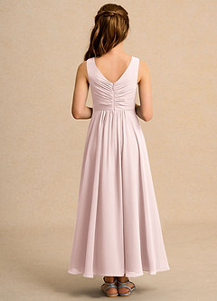 Azazie Ducky Girls Formal Flower Girl Dresses Blushing Pink A-Line Pleated Chiffon Dress image2