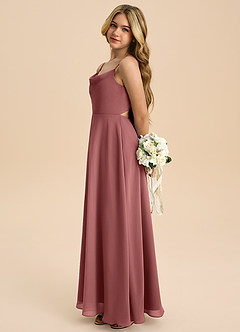 Azazie Shale Junior Amethyst A-Line Bow Chiffon Dress image2