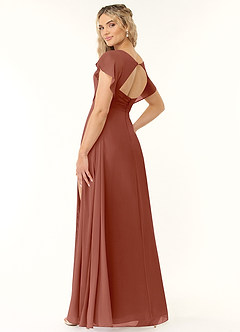 Azazie Rylee Robes de demoiselle d'honneur Robe Trapèze en Mousseline de soie Plissée Auburn image4