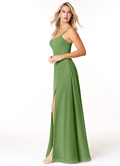 Azazie Moira Bridesmaid Dresses Basil A-Line Scoop Chiffon Dress image2