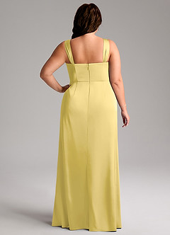 Azazie Denice Suknie dla druhen Osłona Pofałdowany Satyna elastyczna Do ziemi Sukienka image11