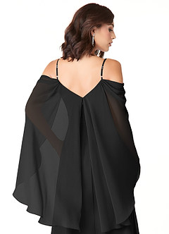 Azazie Cienna Bridesmaid Dresses Black A-Line Off the Shoulder Chiffon Dress image3