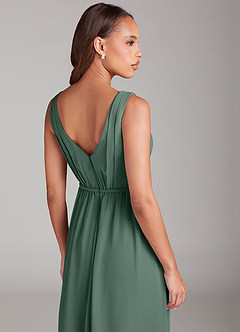 Azazie Tanicia Robes de demoiselle d'honneur Robe Trapèze en Mousseline de soie Plissée Mousse De Mer image6